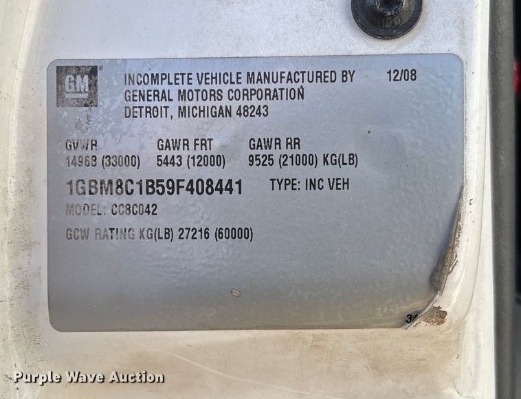 image for item EV3294 2009 Chevrolet C8500 bucket truck