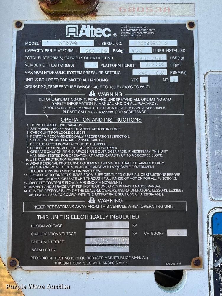 image for item EV3295 2008 Chevrolet C5500 bucket truck