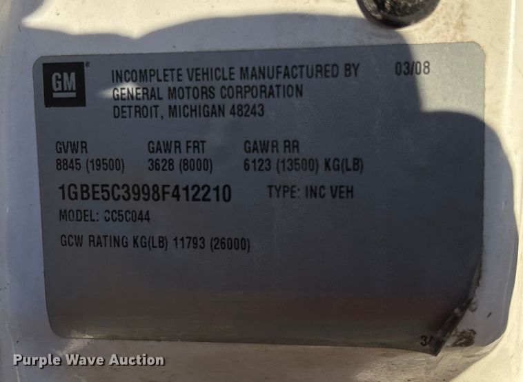 image for item EV3295 2008 Chevrolet C5500 bucket truck