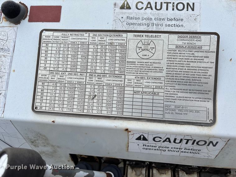 image for item EV3296 2003 International 4300 digger derrick truck