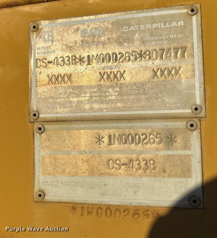 image for item EV3307 1989 Caterpillar CP-433B single drum vibratory roller