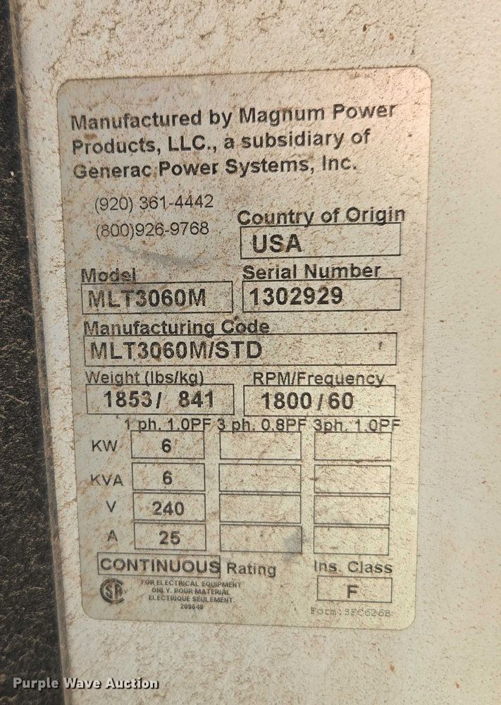 image for item EV4411 2013 Magnum MLT3060M  light plant