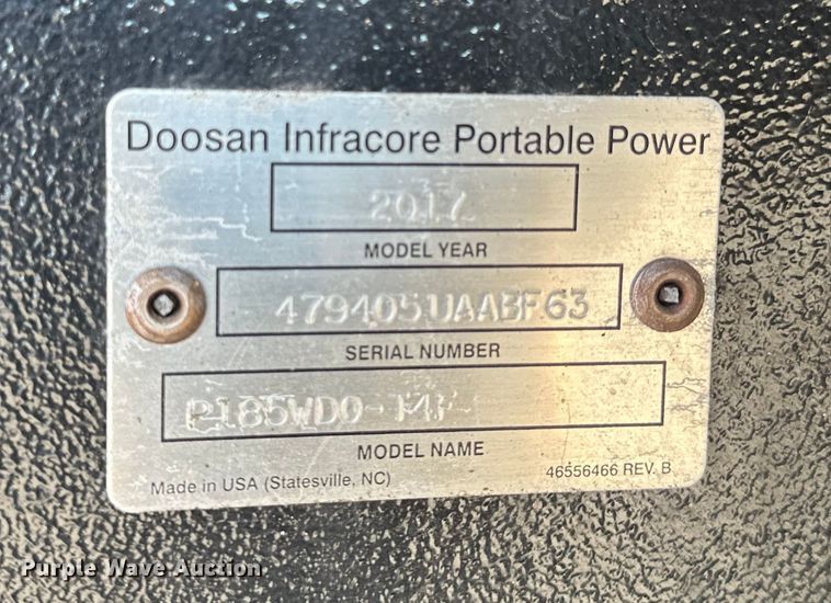 image for item FG1510 2017 Doosan P185 air compressor