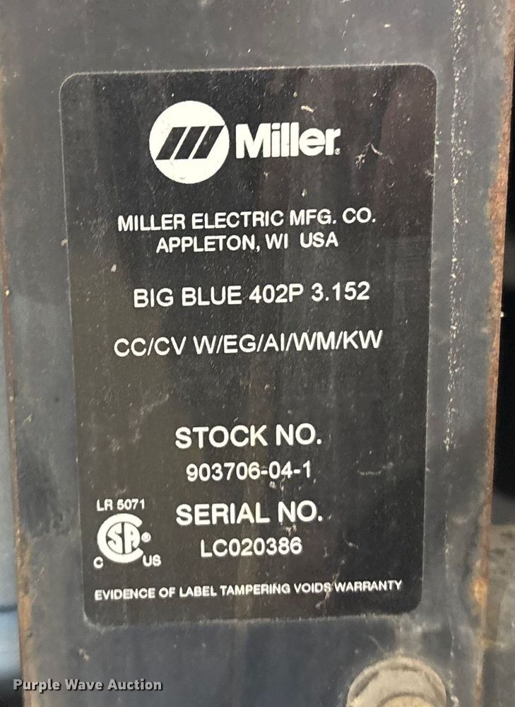 image for item FG1529 Miller Big blue 402P welder/generator