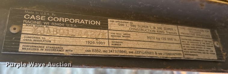 image for item FI0060 1998 Case 580 Super L backhoe