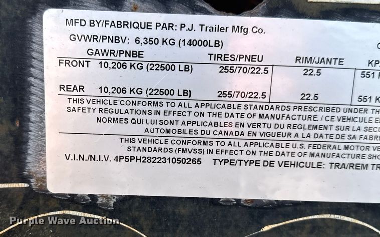 image for item FK0573 2003 PJ Trailers equipment trailer