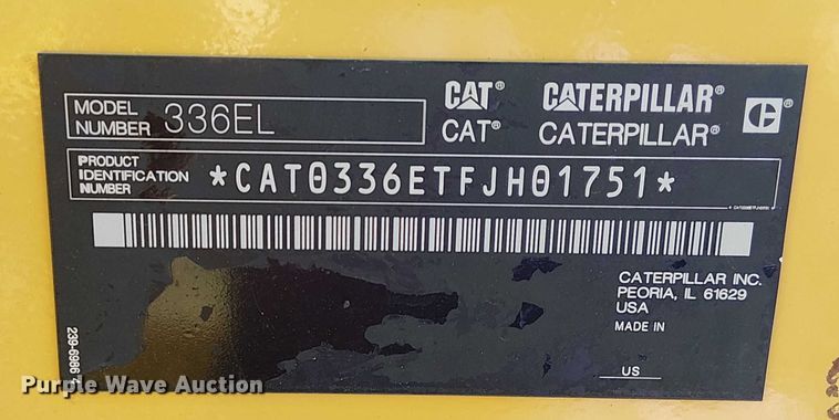 image for item FK0626 2014 Caterpillar 336EL excavator