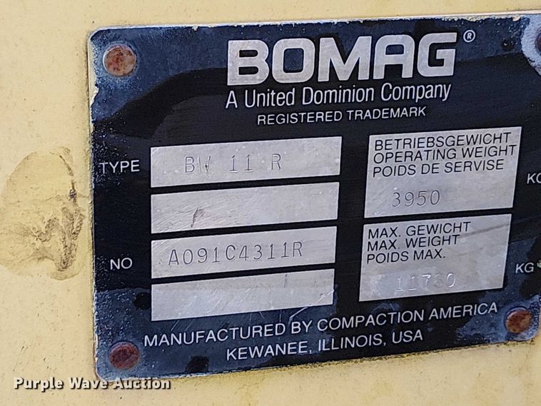 image for item FK0630 1994 Bomag BW11R  pneumatic roller