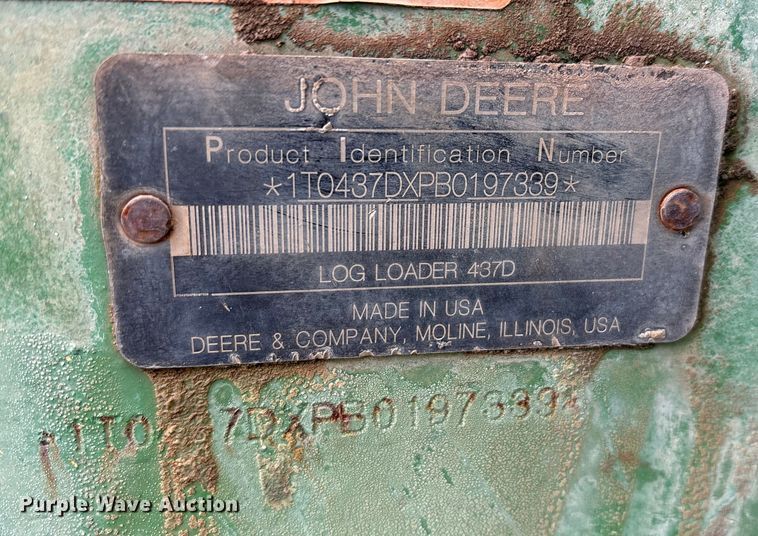 image for item FK1025 2011 John Deere 437D log loader