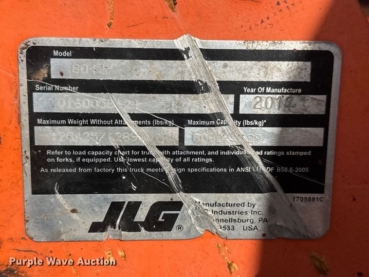 image for item NA9891 2014 Sky Trak 8042 telehandler