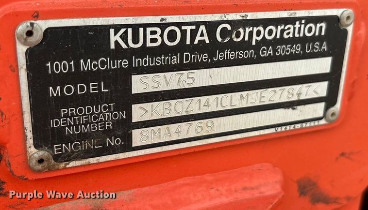 image for item DU6501 2021 Kubota SSV75 skid steer loader