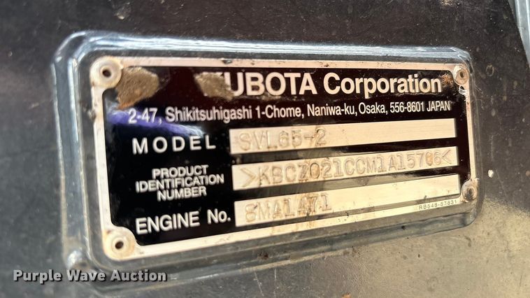 image for item DU6502 2021 Kubota SVL65-2 tracked skid steer loader