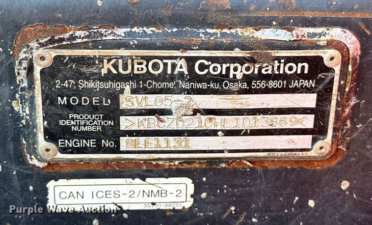 image for item DU6503 2020 Kubota SVL65-2 tracked skid steer loader