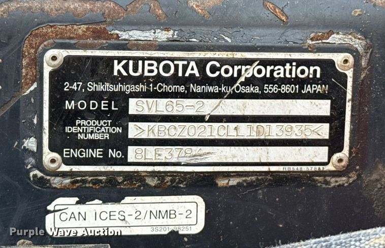 image for item DU6505 2020 Kubota SVL65-2 tracked skid steer loader