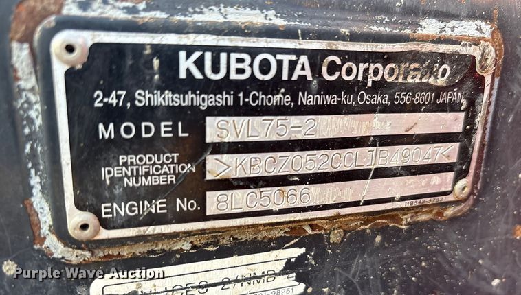 image for item DU6506 2020 Kubota SVL75-2 tracked skid steer loader