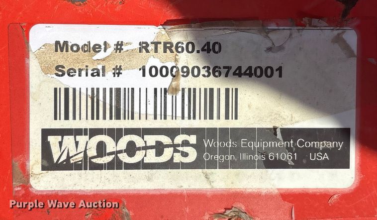 image for item DU6539 2021 Woods RTR60.40 tiller
