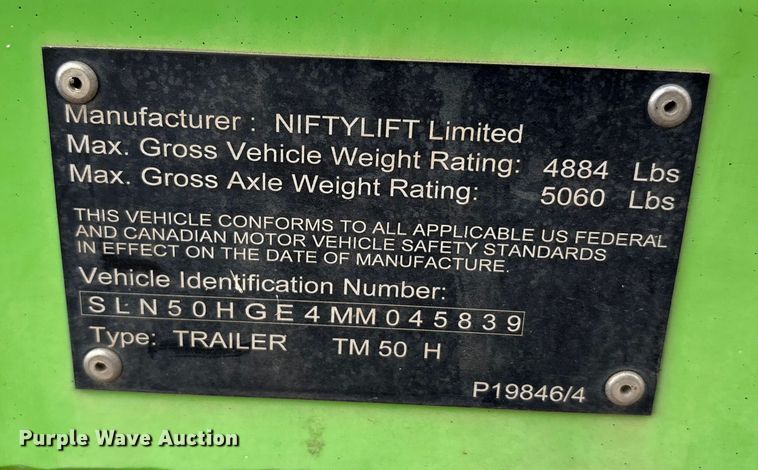 image for item DU6540 2021 Nifty TM50TGE MK1B boom lift