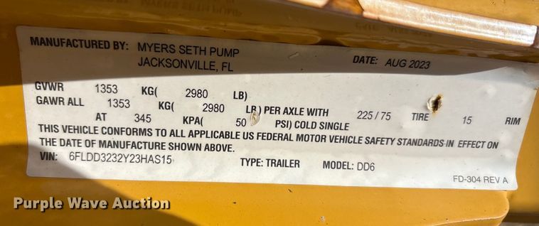 image for item DU6541 2023 Myers Seth pump DD6 water pump