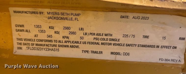 image for item DU6542 2023 Myers Seth pump DD6 water pump