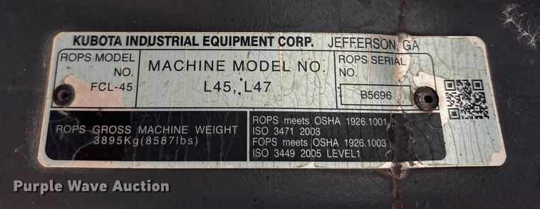 image for item DU6545 2022 Kubota L47 backhoe