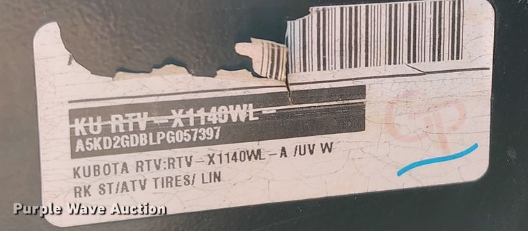 image for item DU6547 2023 Kubota RTV X1140 utility vehicle