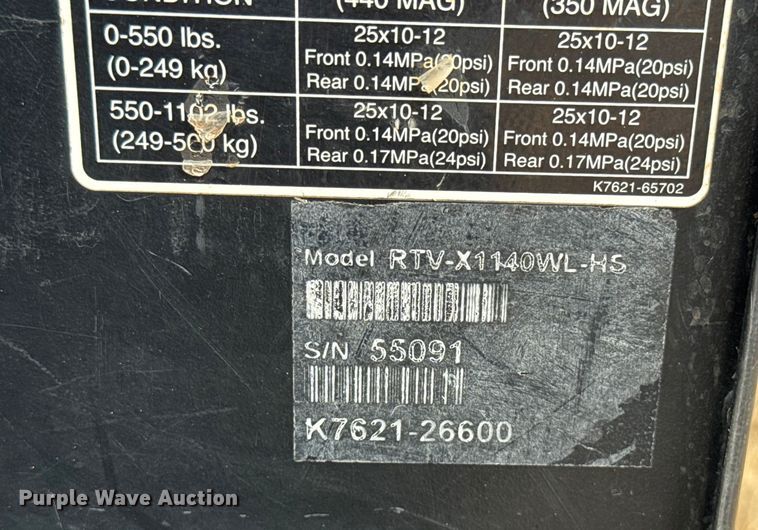 image for item DU6548 2022 Kubota RTV X1140 utility vehicle