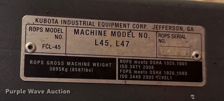 image for item DU6551 2021 Kubota L47 backhoe