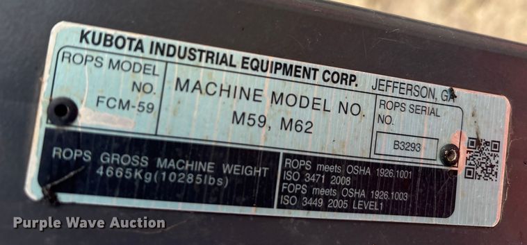 image for item DU6552 2021 Kubota M62 backhoe