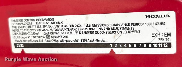 image for item DU6554 Honda FRC800 tiller