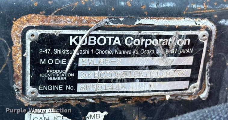 image for item DU6557 2019 Kubota SVL65-2 tracked skid steer loader