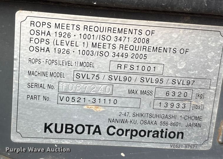 image for item DU6561 2023 Kubota SVL97-2 tracked skid steer loader