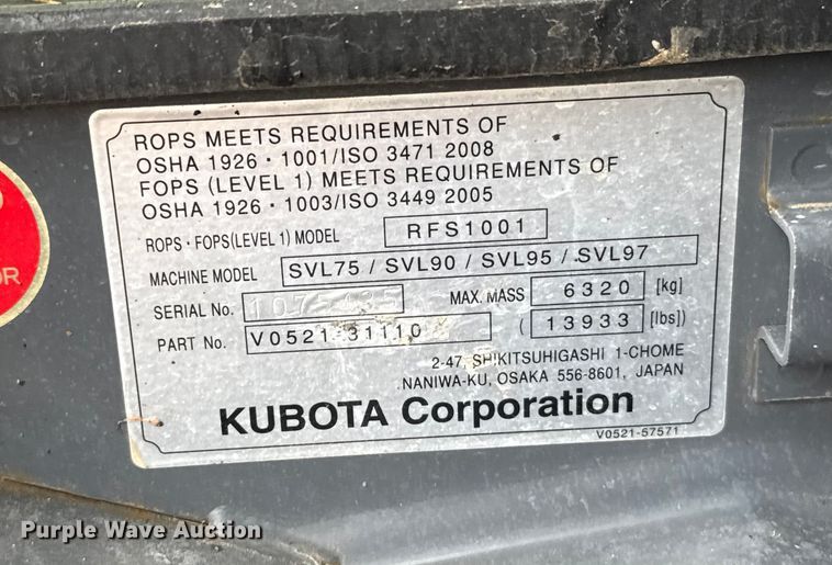 image for item DU6563 2022 Kubota SVL75-2 tracked skid steer loader