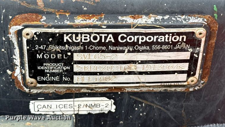 image for item DU6564 2020 Kubota SVL65-2 tracked skid steer loader