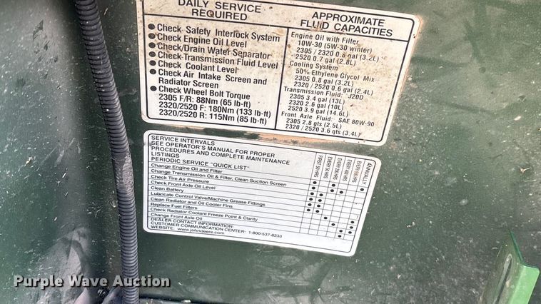 image for item DH8747 2006 John Deere 2305 MFWD tractor