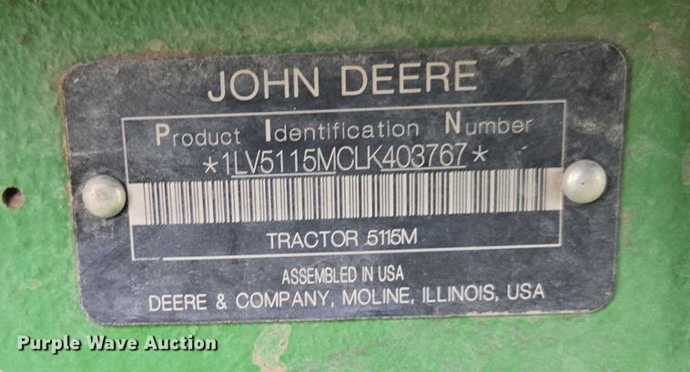image for item DT4519 2020 John Deere 5115M MFWD tractor