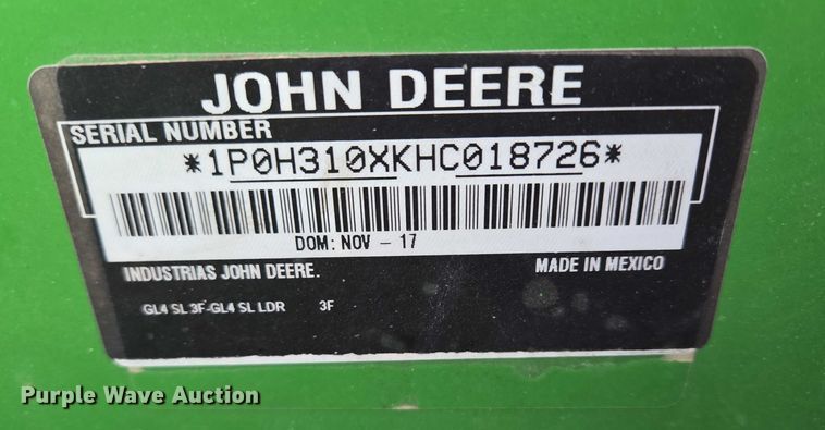 image for item DT4520 2018 John Deere 6120E MFWD tractor