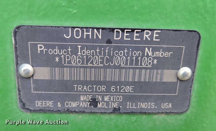 image for item DT4520 2018 John Deere 6120E MFWD tractor