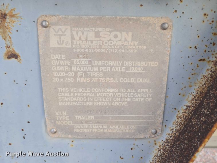image for item DT4540 1990 Wilson DWH-200 grain trailer