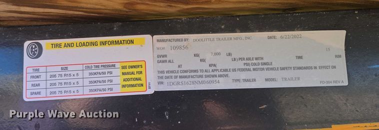 image for item DT4543 2022 Doolittle HD Pro Series 8416 utility trailer