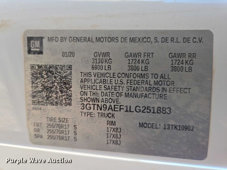 image for item DT4556 2020 GMC Sierra 1500 pickup truck