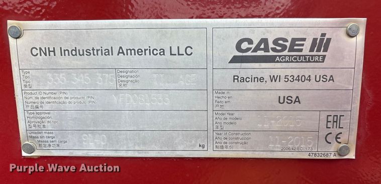 image for item DT4588 2015 Case IH 375 field cultivator