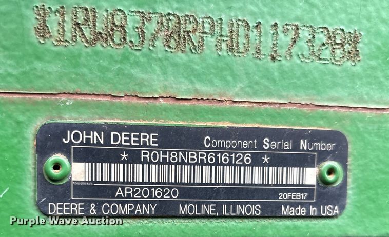 image for item DT4589 2017 John Deere 8370R MFWD tractor