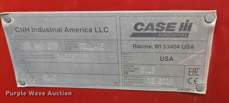 image for item DT4591 2019 Case 335VT field cultivator