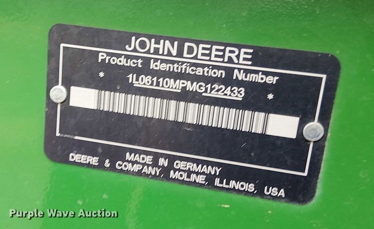 image for item DT4595 2021 John Deere 6110M MFWD tractor