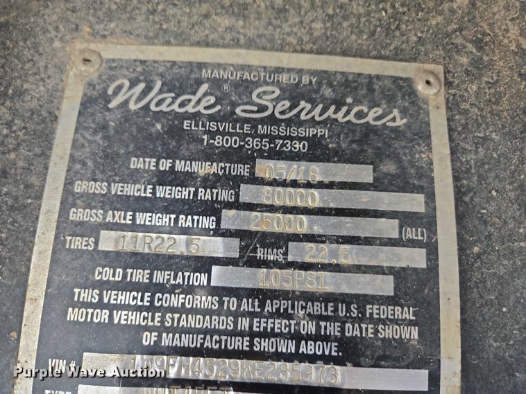 image for item DT4607 2019 Wade WHT45FT side curtain trailer