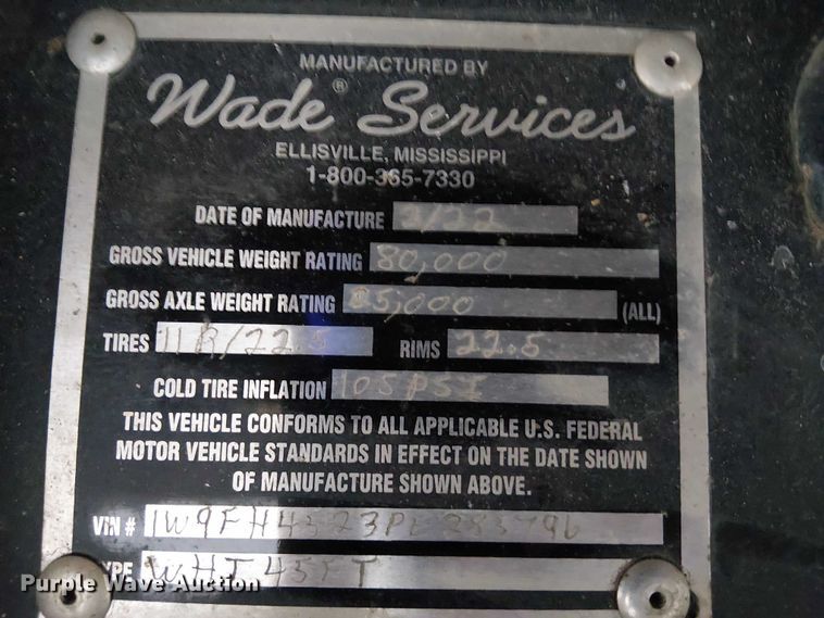 image for item DT4611 2023 Wade WHT45FT side curtain trailer