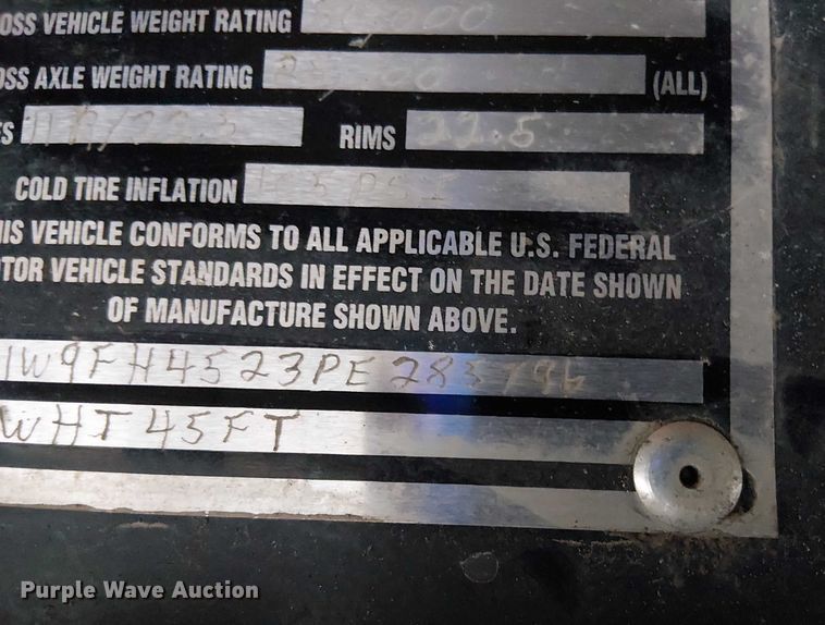 image for item DT4611 2023 Wade WHT45FT side curtain trailer