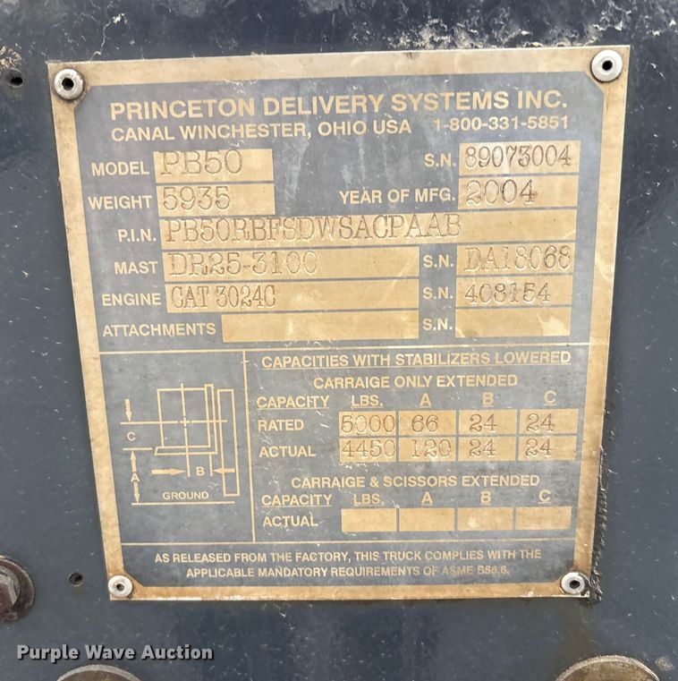 image for item DT4616 2004 Princeton PB50 forklift