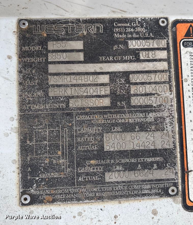image for item DT4618 2018 Western P55 forklift