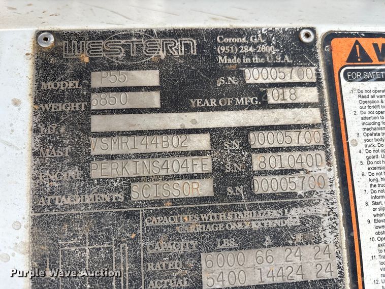 image for item DT4618 2018 Western P55 forklift